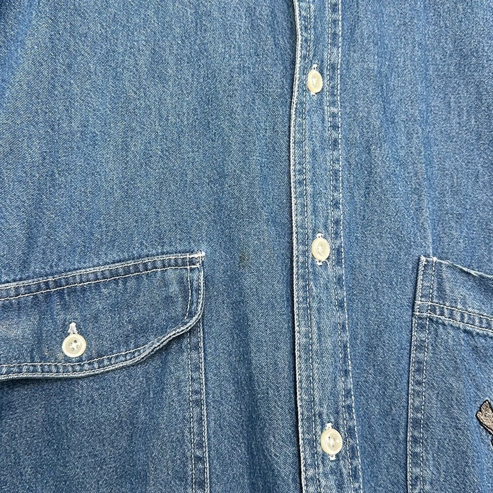 VINTAGE 90S DISNEY STORE SEVEN DWARFS DENIM LONG SLEEVE BUTTON DOWN MENS LARGE - Picture 6 of 7